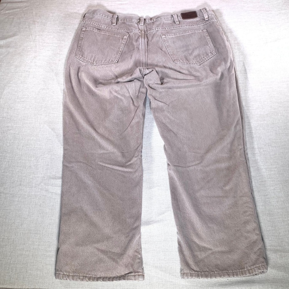 LL Bean Classic Fit Canvas Pants Lined Khaki Beige Men's Size 42x29 See Pics - Picture 3 of 12
